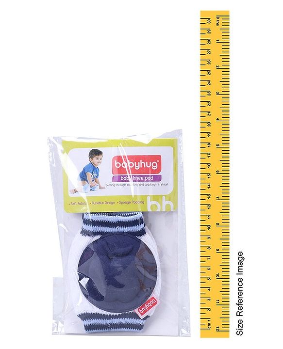 Babyhug Baby Knee & Elbow Pads White Navy Blue (Design May Vary) - 12 x 9 cm