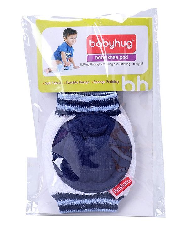 Babyhug Baby Knee & Elbow Pads White Navy Blue (Design May Vary) - 12 x 9 cm