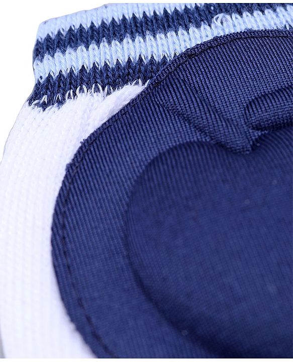 Babyhug Baby Knee & Elbow Pads White Navy Blue (Design May Vary) - 12 x 9 cm