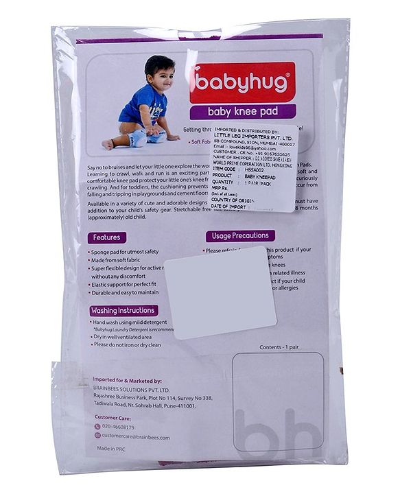 Babyhug Baby Knee & Elbow Pads White Pink (Design May Vary)