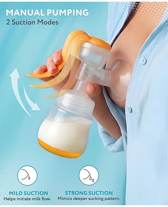 Babyhug Portable 2 in 1 Electric & Manual Breast Pump| Last Used Memory| 2 Modes| 9 Levels Each| Rechargeable & Direct Power| Anti Back Flow| Digital LED Touch| Thermosensitive Base