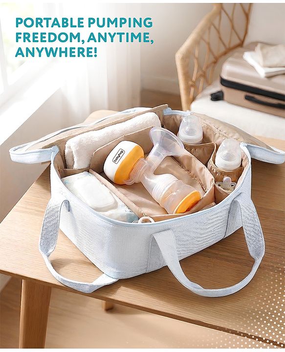 Babyhug Portable 2 in 1 Electric & Manual Breast Pump| Last Used Memory| 2 Modes| 9 Levels Each| Rechargeable & Direct Power| Anti Back Flow| Digital LED Touch| Thermosensitive Base
