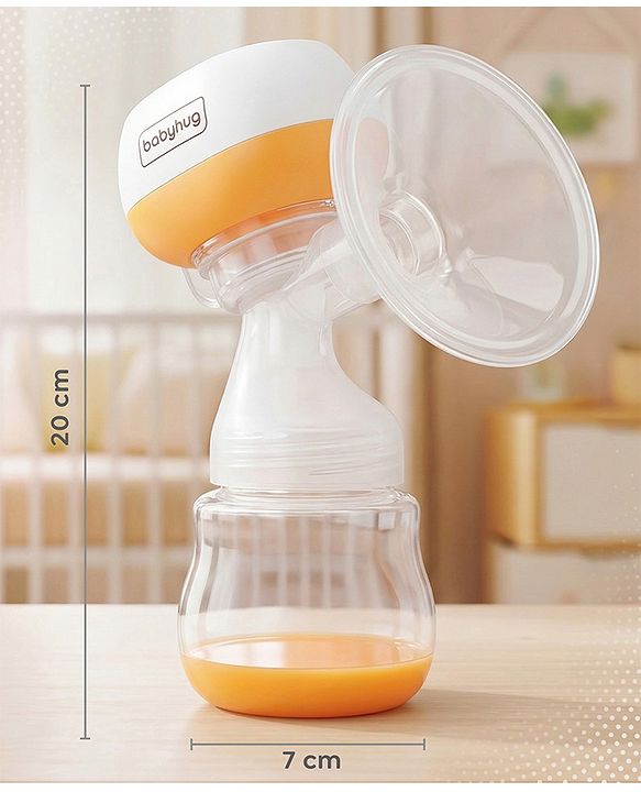 Babyhug Portable 2 in 1 Electric & Manual Breast Pump| Last Used Memory| 2 Modes| 9 Levels Each| Rechargeable & Direct Power| Anti Back Flow| Digital LED Touch| Thermosensitive Base