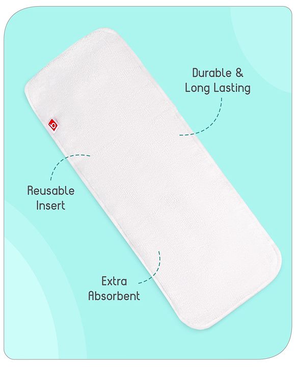 Babyhug Free Size Reusable Contrast Flap Closure Cloth Nappies With Insert Animal Print - White Orange