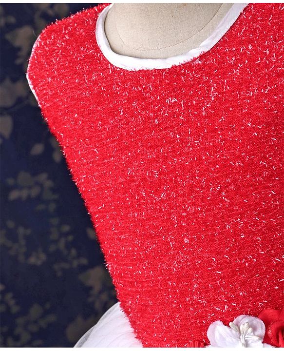 Babyhug Sleeveless Frock With Embroidered Flare - Red