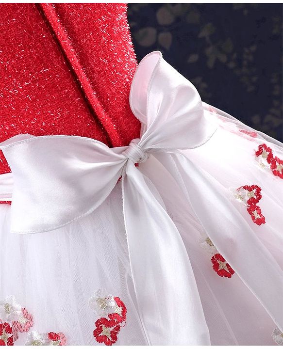 Babyhug Sleeveless Frock With Embroidered Flare - Red