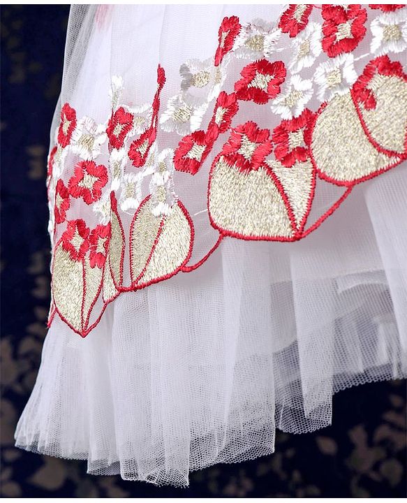 Babyhug Sleeveless Frock With Embroidered Flare - Red
