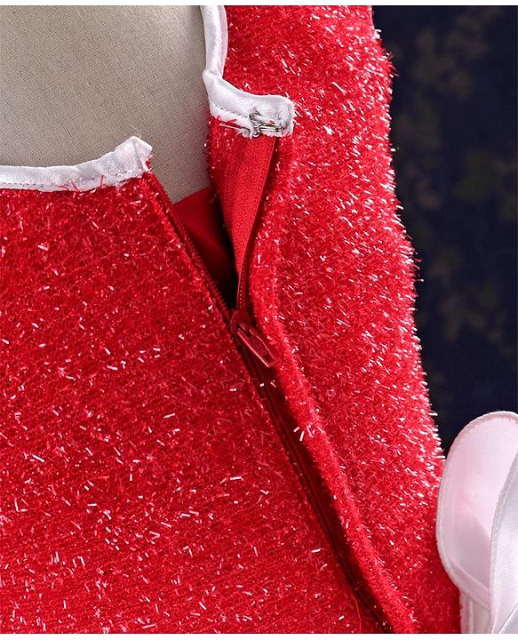 Babyhug Sleeveless Frock With Embroidered Flare - Red