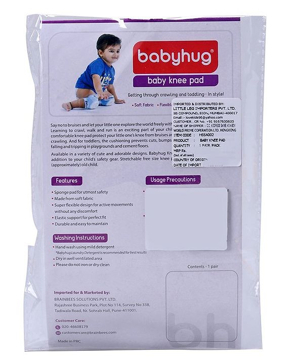 Babyhug Baby Knee & Elbow Pads White Red (Design May Vary)