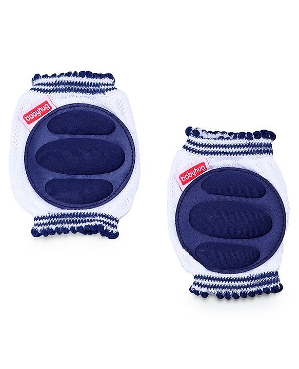 Babyhug Baby Knee & Elbow Pads White Navy Blue (Design May Vary) - 11 x 9 cm