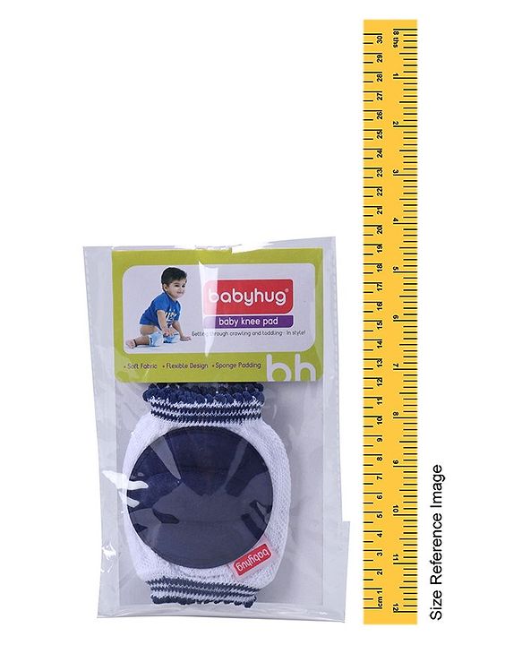 Babyhug Baby Knee & Elbow Pads White Navy Blue (Design May Vary) - 11 x 9 cm