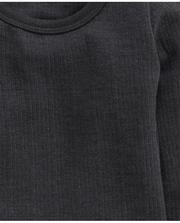 Babyhug Full Sleeves Thermal Vest With Shoulder Button - Dark Grey