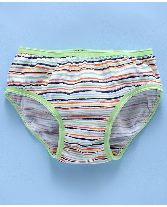 Babyhug Cotton Panties Stripped & Whale Print Pack Of 2 - Green