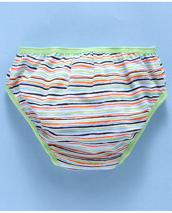 Babyhug Cotton Panties Stripped & Whale Print Pack Of 2 - Green