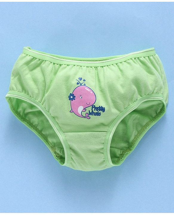 Babyhug Cotton Panties Stripped & Whale Print Pack Of 2 - Green