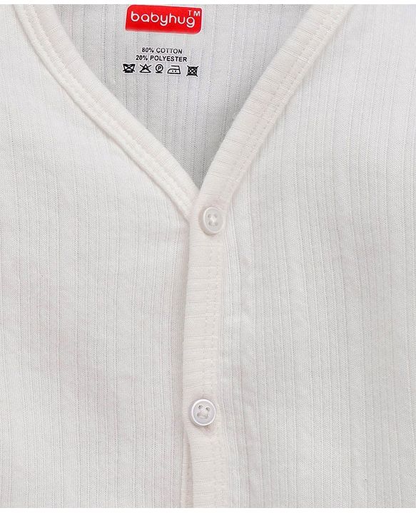 Babyhug Full Sleeves Front Open Thermal Vest - Off White