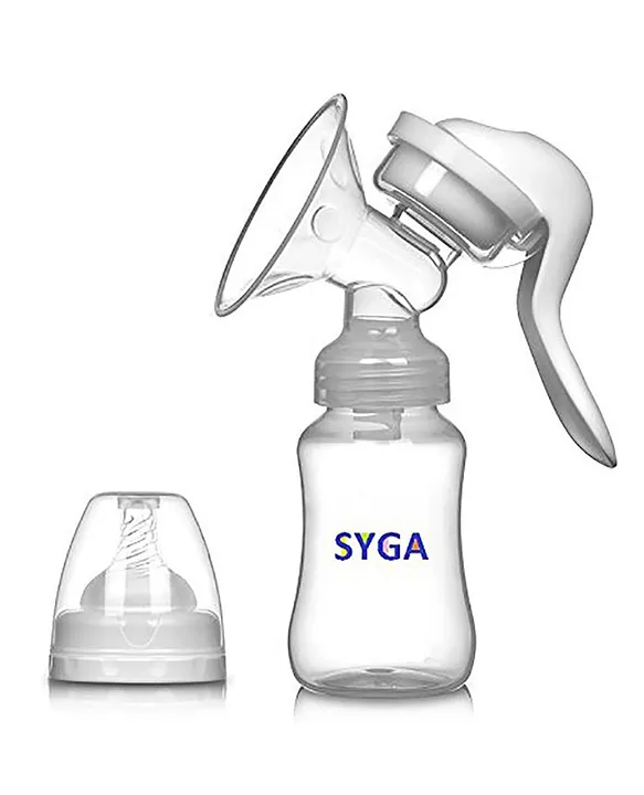 Syga Manual Breast Pump With Lid & Slim Bottle White 150 ml Online in  India, Buy at Best Price from  - 2673021