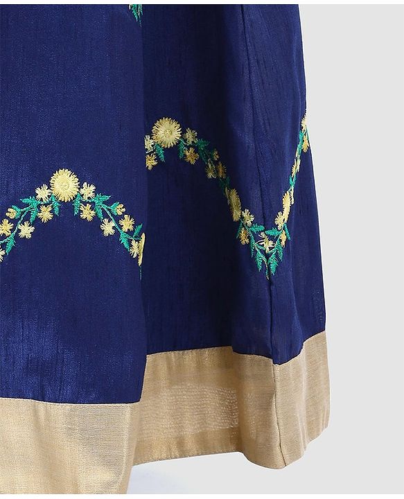 Babyhug Sleeveless Choli And Lehenga Bead Detailing - Yellow Royal Blue