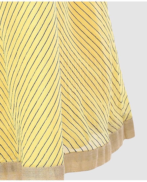 Babyhug Sleeveless Choli And Chevron Lehenga With Dupatta Floral Detailing - Yellow Pink