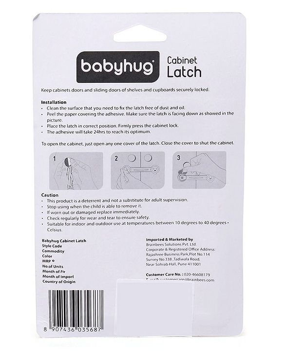 Babyhug Cabinet Latch Pack Of 2 - White