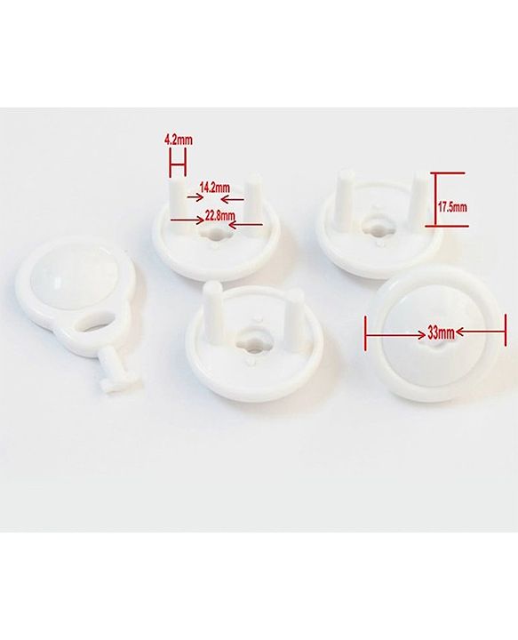 Babyhug 2 Pin Plug Protector Set Of 6 With Locking Key - White