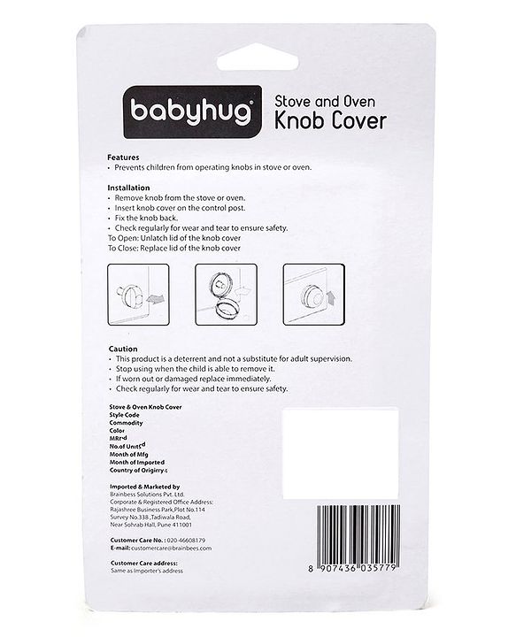 Babyhug Stove Or Oven Knob Cover - White