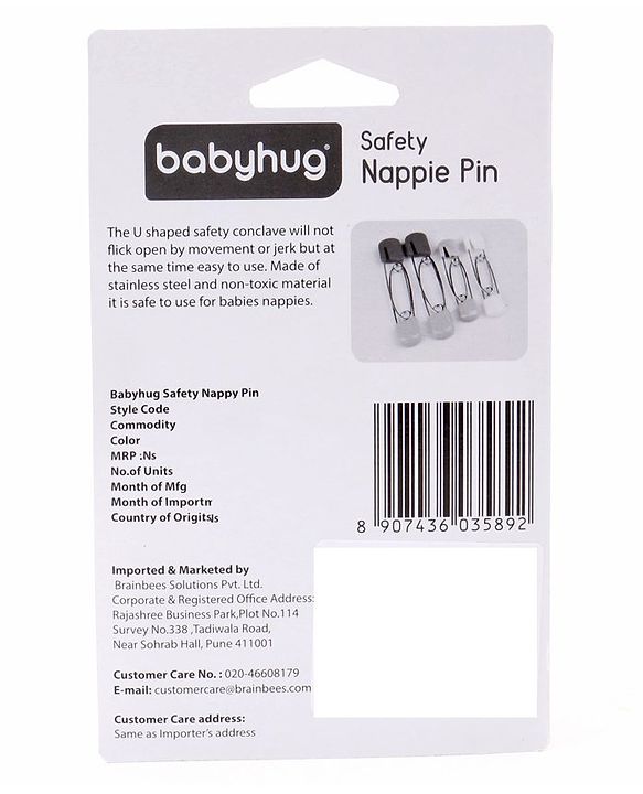 Babyhug-Baby Safety Pins - Multicolor - 14 x 9 cm White