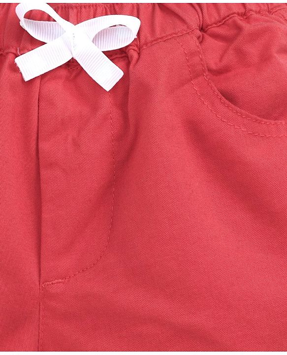Babyhug Mid Thigh Length Shorts With Drawstrings - Coral