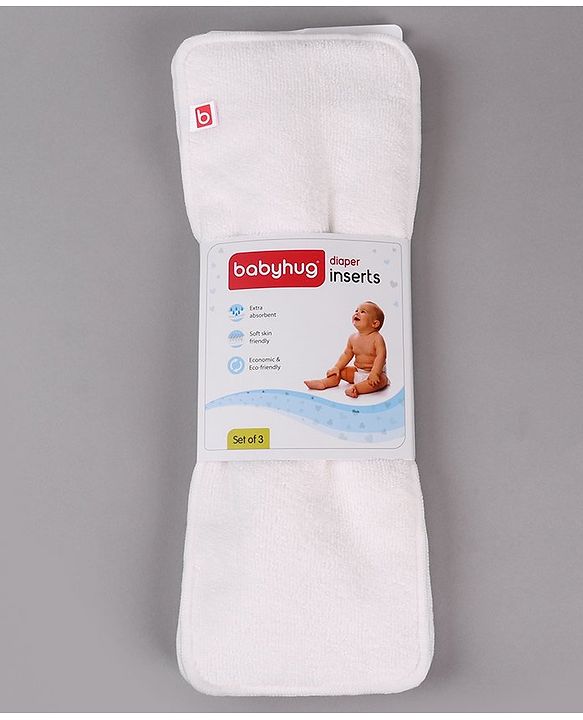 Babyhug Reusable Nappies Insert Pack of 3 - White