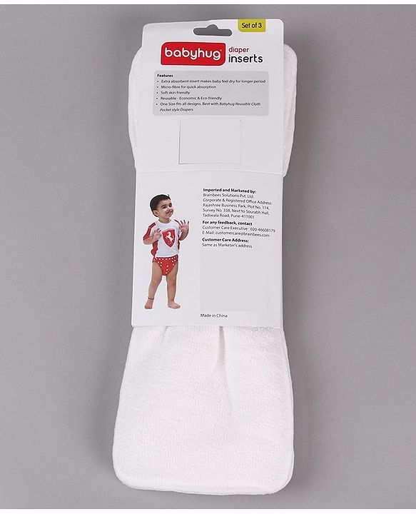 Babyhug Reusable Nappies Insert Pack of 3 - White