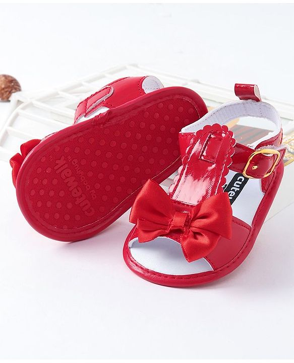 Cute Walk by Babyhug Booties Bow Applique - Red