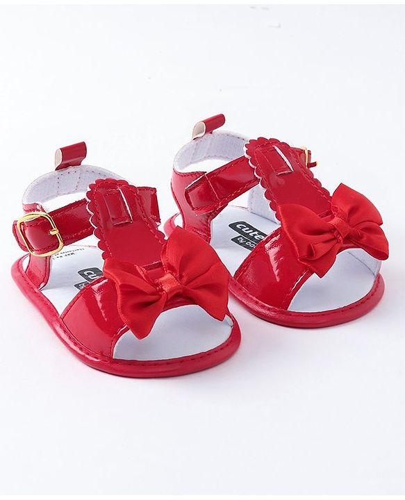 Cute Walk by Babyhug Booties Bow Applique - Red