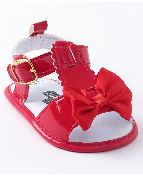 Cute Walk by Babyhug Booties Bow Applique - Red