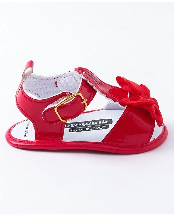 Cute Walk by Babyhug Booties Bow Applique - Red