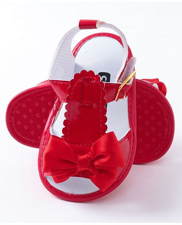 Cute Walk by Babyhug Booties Bow Applique - Red