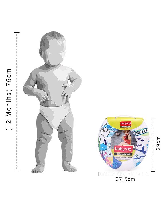 Babyhug Baby Potty Seat Ocean Print - White Blue