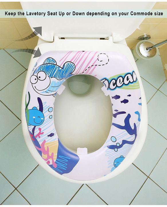 Babyhug Baby Potty Seat Ocean Print - White Blue