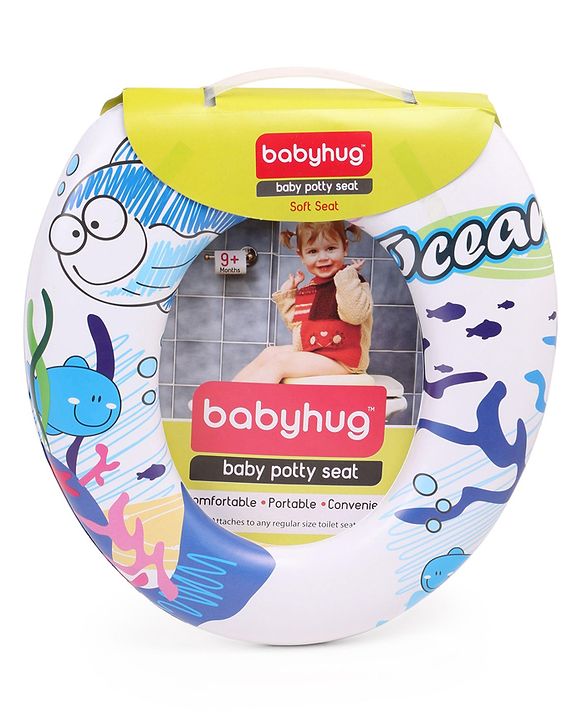 Babyhug Baby Potty Seat Ocean Print - White Blue