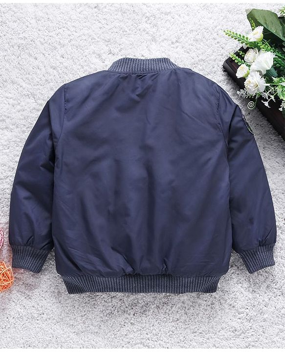 Babyhug Full Sleeves Jacket Mountain Range Patch - Navy Blue