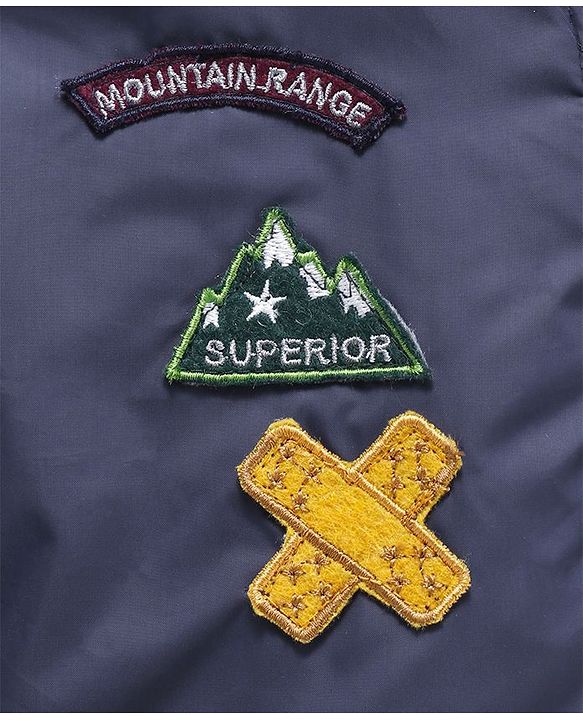 Babyhug Full Sleeves Jacket Mountain Range Patch - Navy Blue