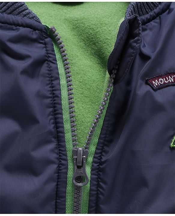 Babyhug Full Sleeves Jacket Mountain Range Patch - Navy Blue