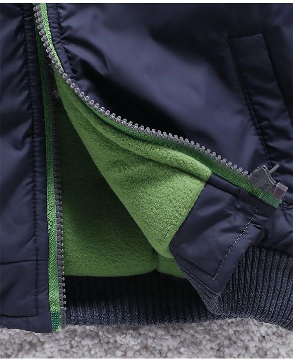Babyhug Full Sleeves Jacket Mountain Range Patch - Navy Blue