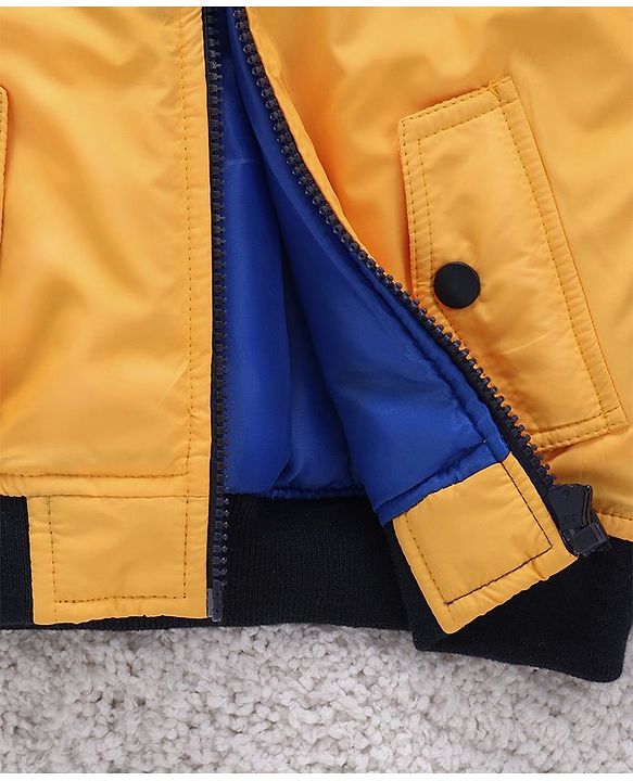 Babyhug Full Sleeves Jacket 5 Patch - Yellow