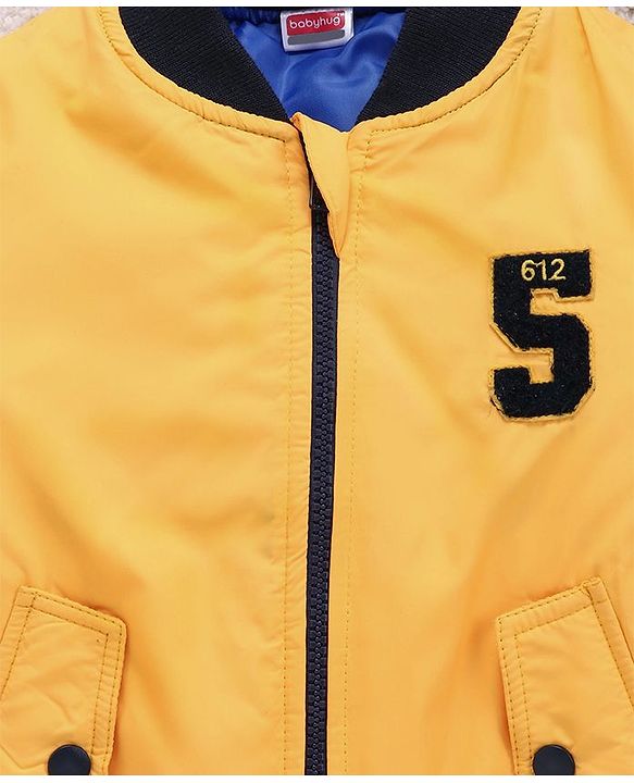 Babyhug Full Sleeves Jacket 5 Patch - Yellow