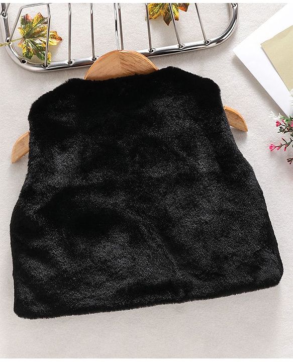 Babyhug Sleeveless Winter Wear Shrug - Black