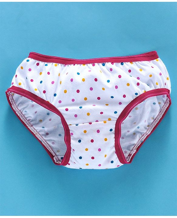 Babyhug Cotton Panties Bunny & Dots Print Pack Of 2 -Dark Pink White