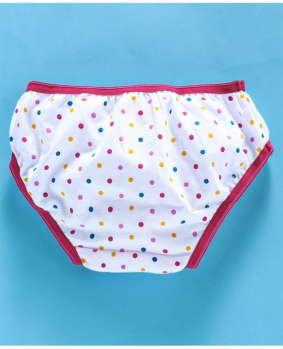 Babyhug Cotton Panties Bunny & Dots Print Pack Of 2 -Dark Pink White