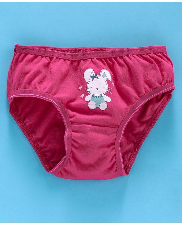 Babyhug Cotton Panties Bunny & Dots Print Pack Of 2 -Dark Pink White