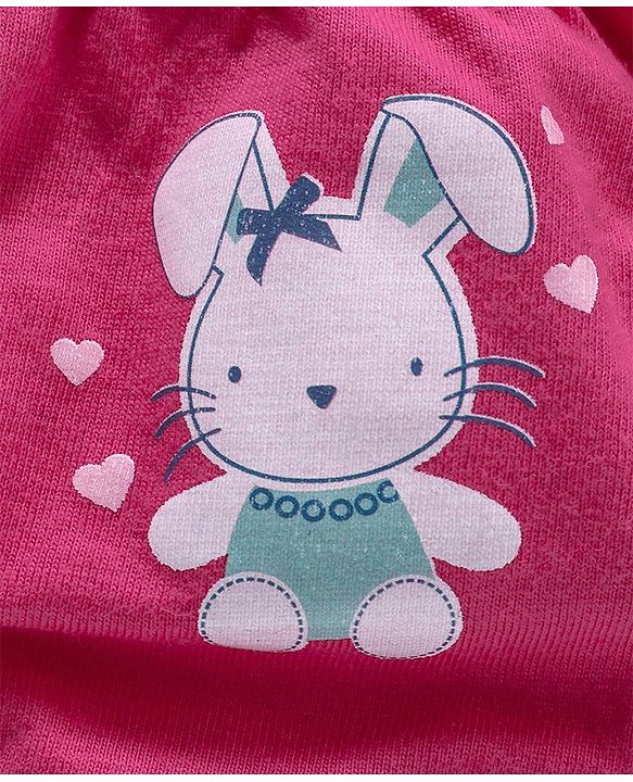 Babyhug Cotton Panties Bunny & Dots Print Pack Of 2 -Dark Pink White