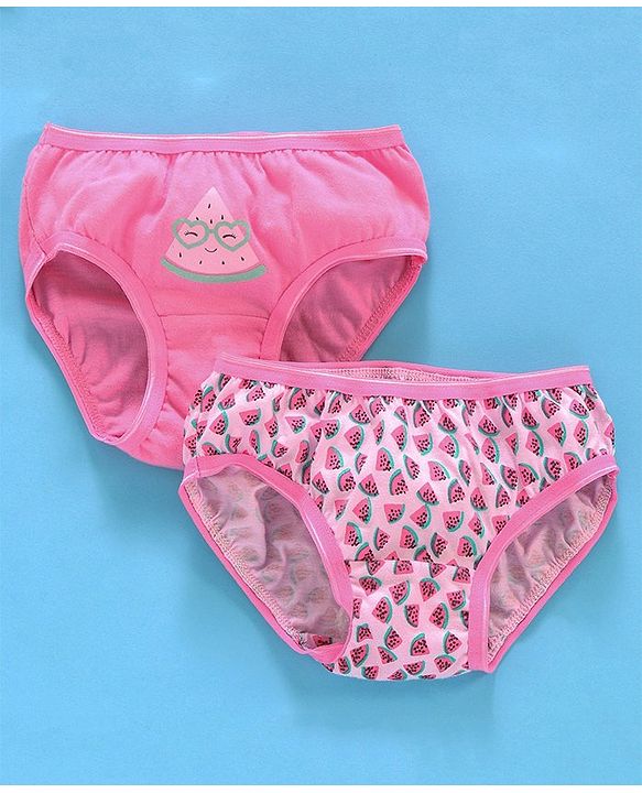Babyhug Cotton Panties Watermelon Print Pack Of 2 - Pink